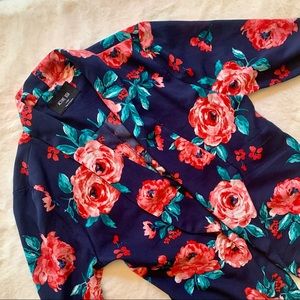 Active USA Navy Floral Blazer Lightweight Flowy